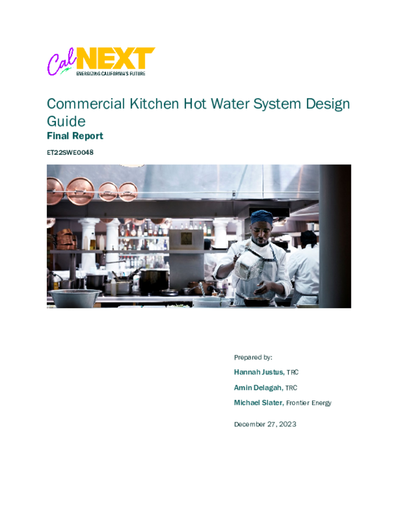 3109 ET22WE0048 Commercial Kitchen Hot Water System Design Guide Final Report 